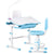 Keezi Kids Table and Chair Set Adjustable Study Desk w/ LED Lamp Reading Blue