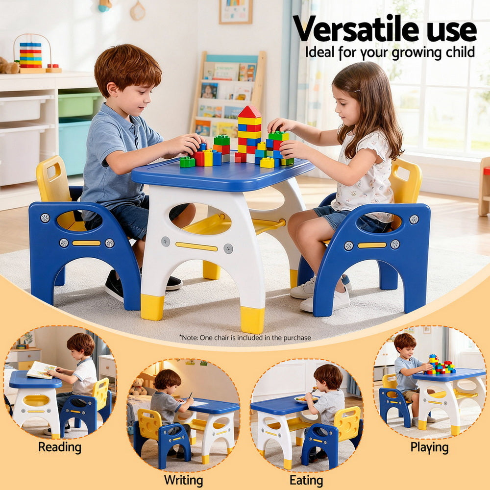 Keezi Kids Table and Chair Set HDPE Toddler Activity Play Set Blue/Yellow