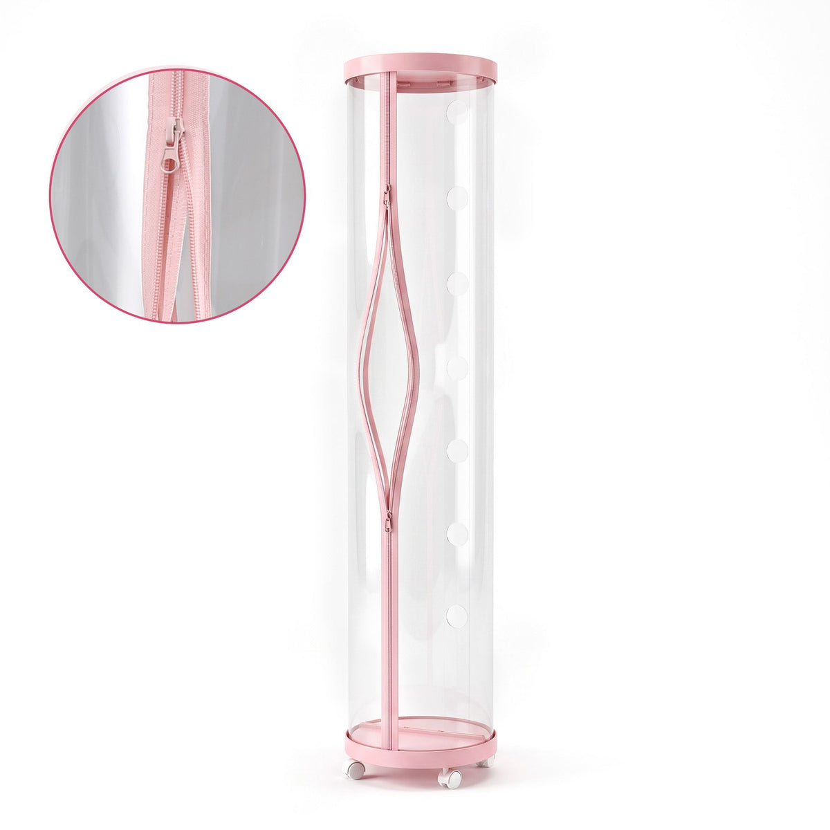 Keezi Stuffed Animal Storage Tube 128cm with Wheels Kids Plush Toy Organiser Pink Transparent Dual Zipper