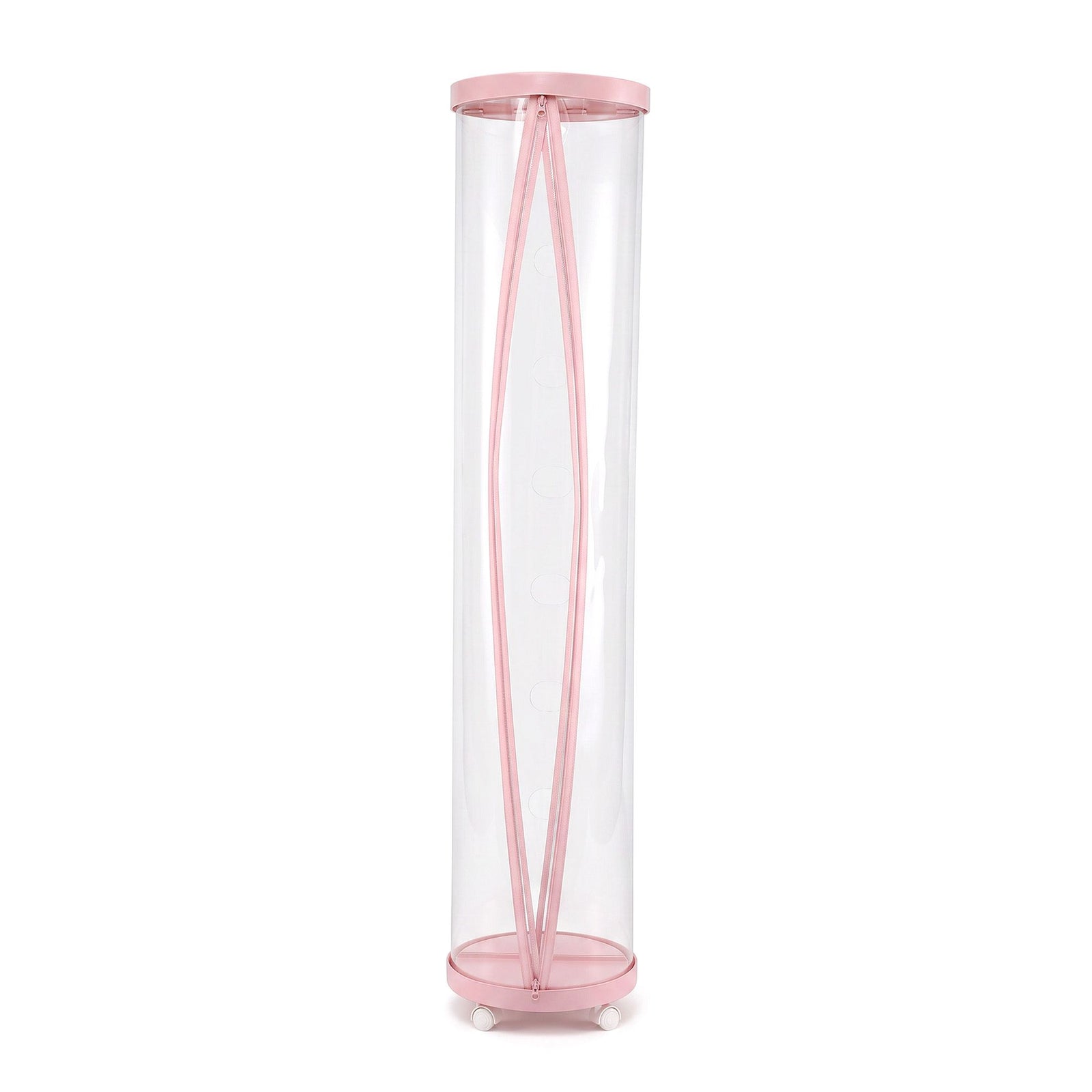 Keezi Stuffed Animal Storage Tube 128cm with Wheels Kids Plush Toy Organiser Pink Transparent Dual Zipper