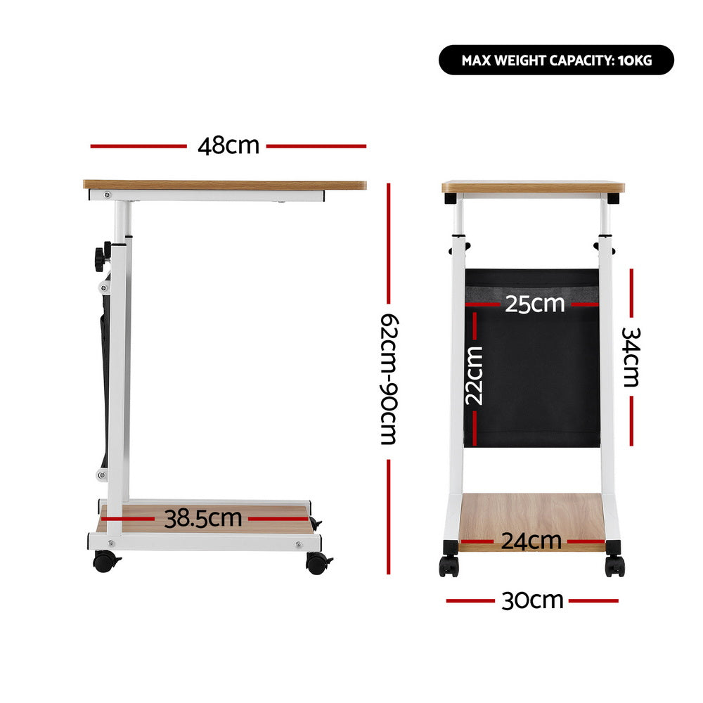 Artiss Laptop Desk Height Adjustable Mobile Workstation Computer Desks 48CM Oak