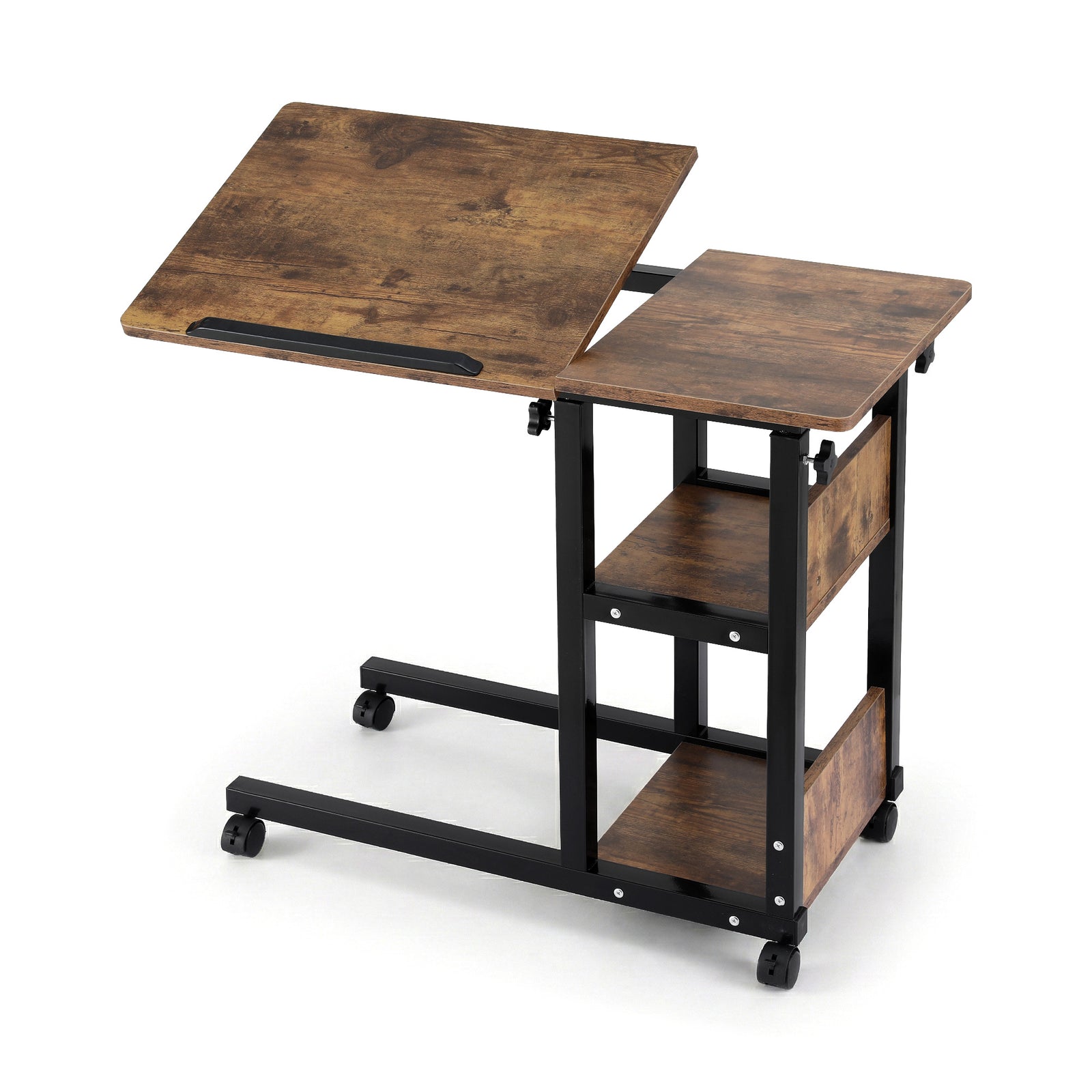 Artiss 3 Tier Adjustable Laptop Desk Tiltable Mobile Side Table Wheels