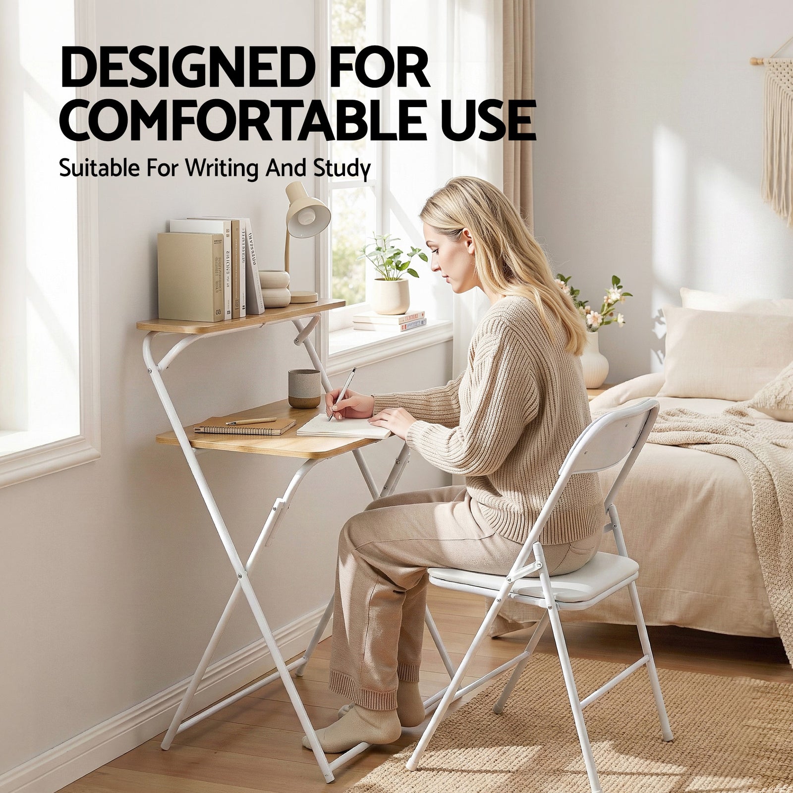 Artiss Laptop Desk Foldable Study Desk Home Office Oak