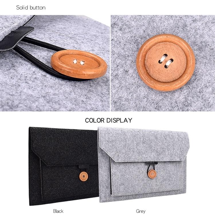 15.4 Inch Grey Felt Laptop Inner Bag With Multi-Purpose Button-1915196556651401217