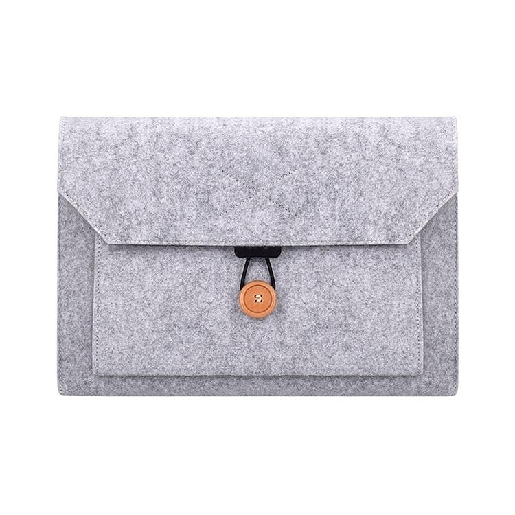 15.4 Inch Grey Felt Laptop Inner Bag With Multi-Purpose Button-1915196556651401216