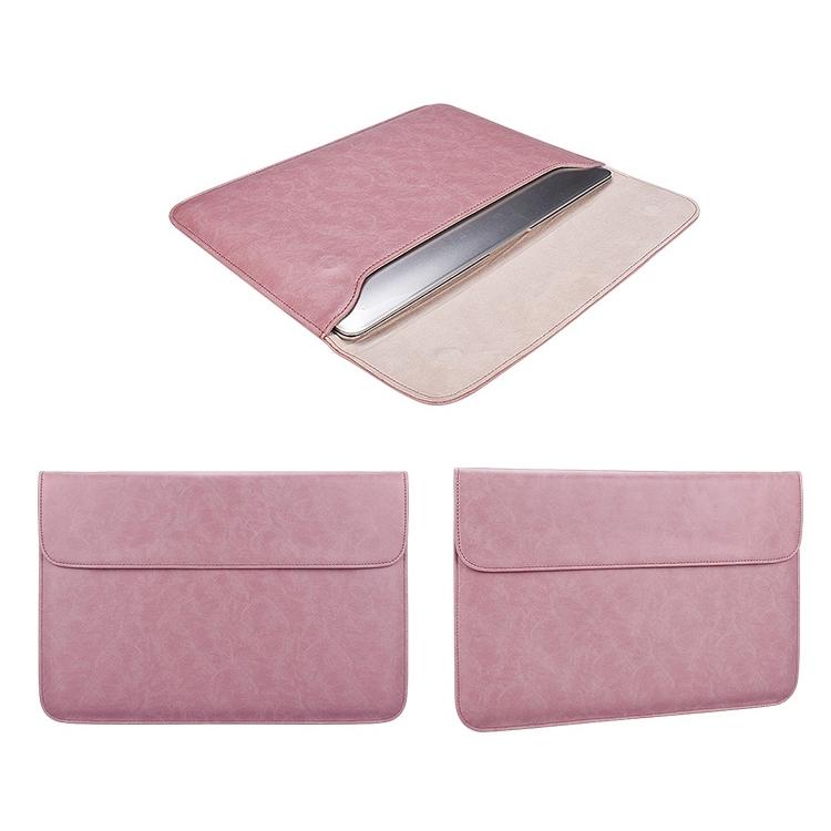 14.1 Inch Laptop Inner Bag With Magnetic Buckle And Small Bag - Pink Leather-1915196537558929412