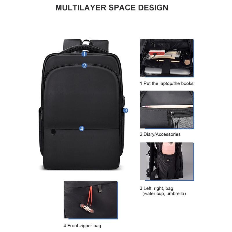 Waterproof Laptop Backpack With Usb Interface For 15 Laptops - Black-1915196721676292100