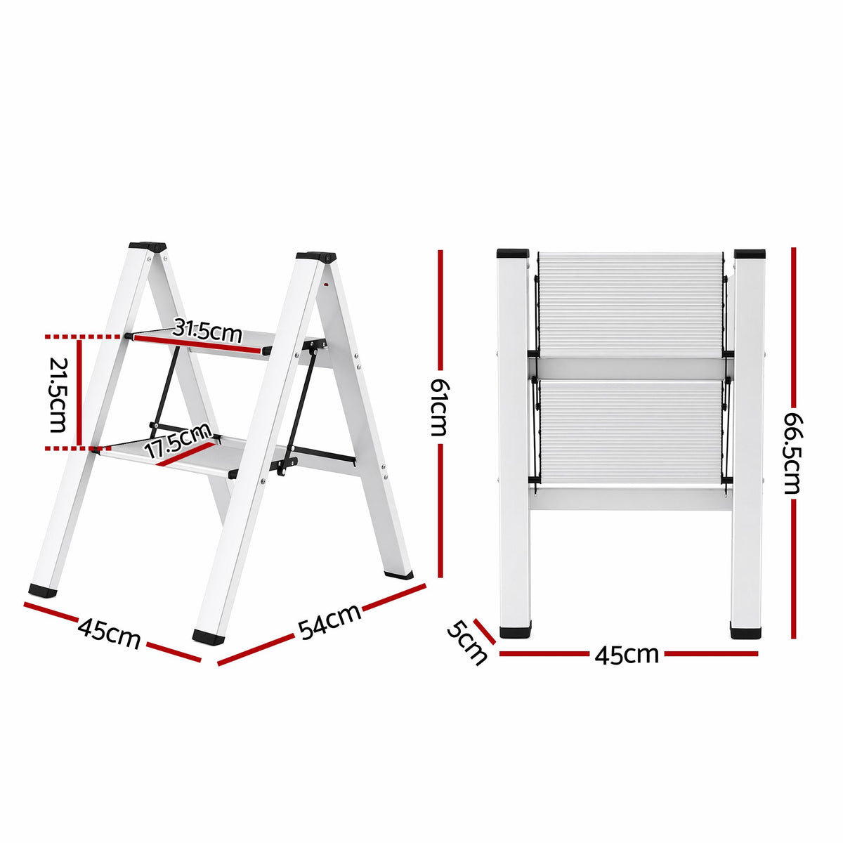 Giantz 2 Step Ladder Multi-Purpose Folding Aluminium Light Weight Platform