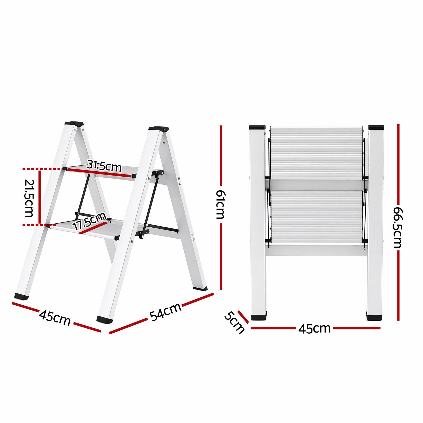 Giantz 2 Step Ladder Multi-Purpose Folding Aluminium Light Weight Platform