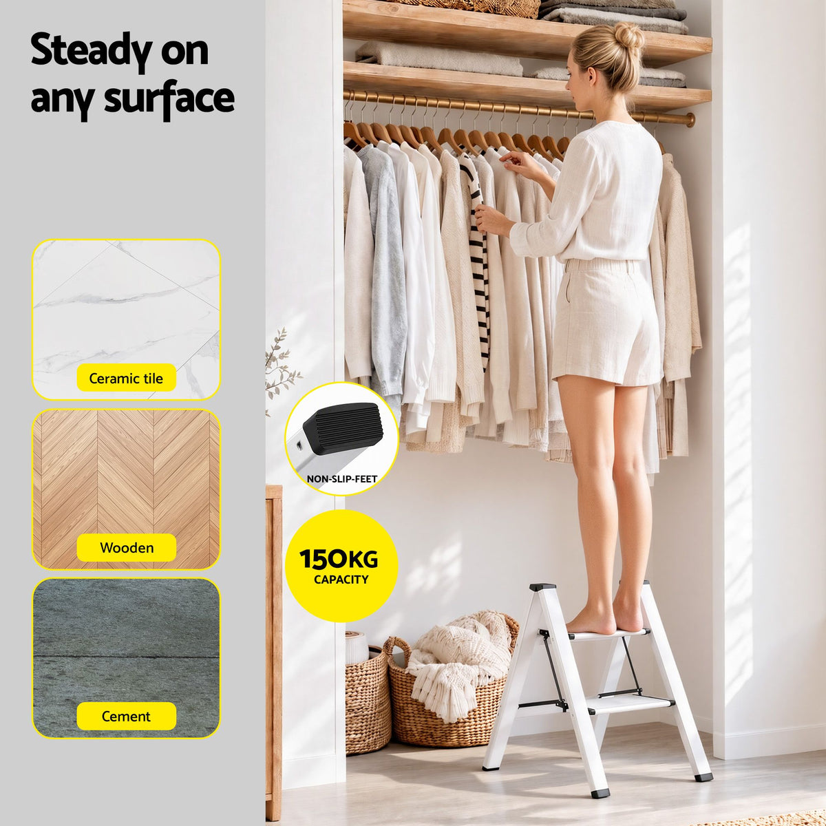 Giantz 2 Step Ladder Multi-Purpose Folding Aluminium Light Weight Platform