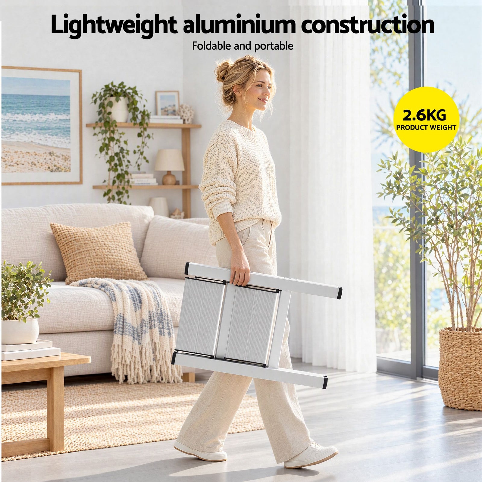 Giantz 2 Step Ladder Multi-Purpose Folding Aluminium Light Weight Platform