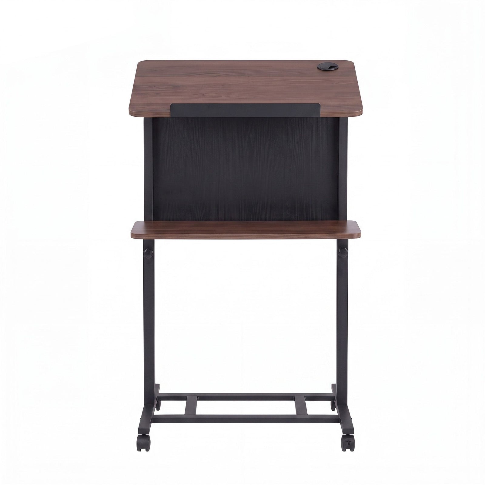 Artiss Mobile Lectern Podium Stand with Storage Shelf Height Adjustable Laptop Desk Black & Walnut