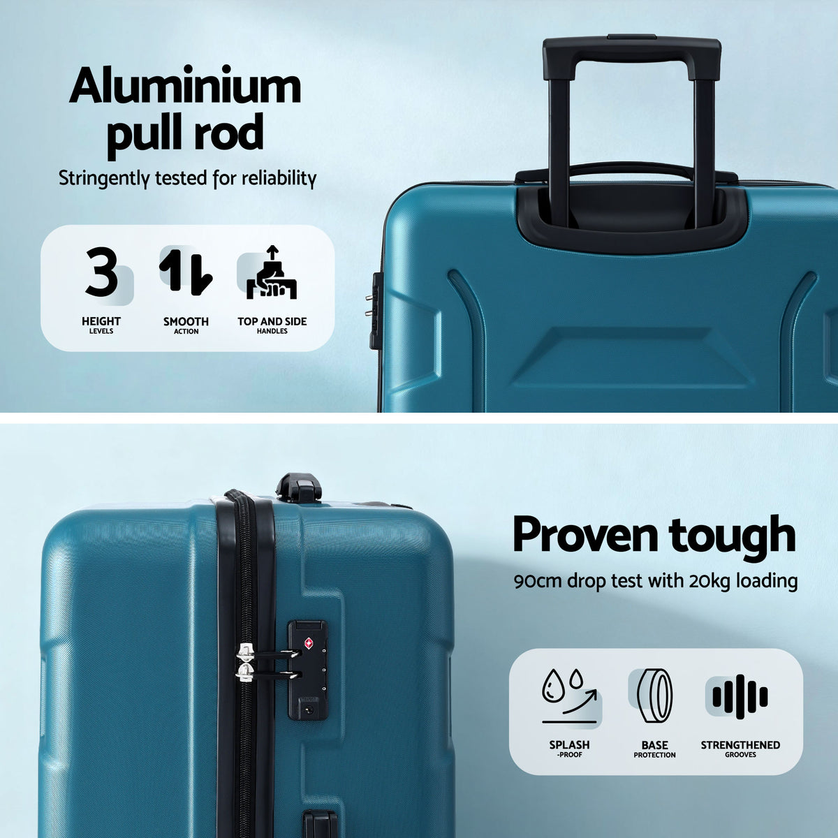 Wanderlite 28" Luggage Suitcase Trolley Travel TSA Lightweight Hard Case Teal