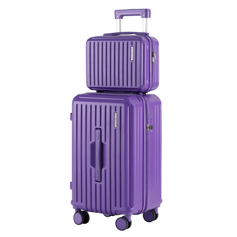 Wanderlite 2pcs Trunk Luggage Suitcase Travel Carry On TSA Lock 12&quot; 20&quot; Purple