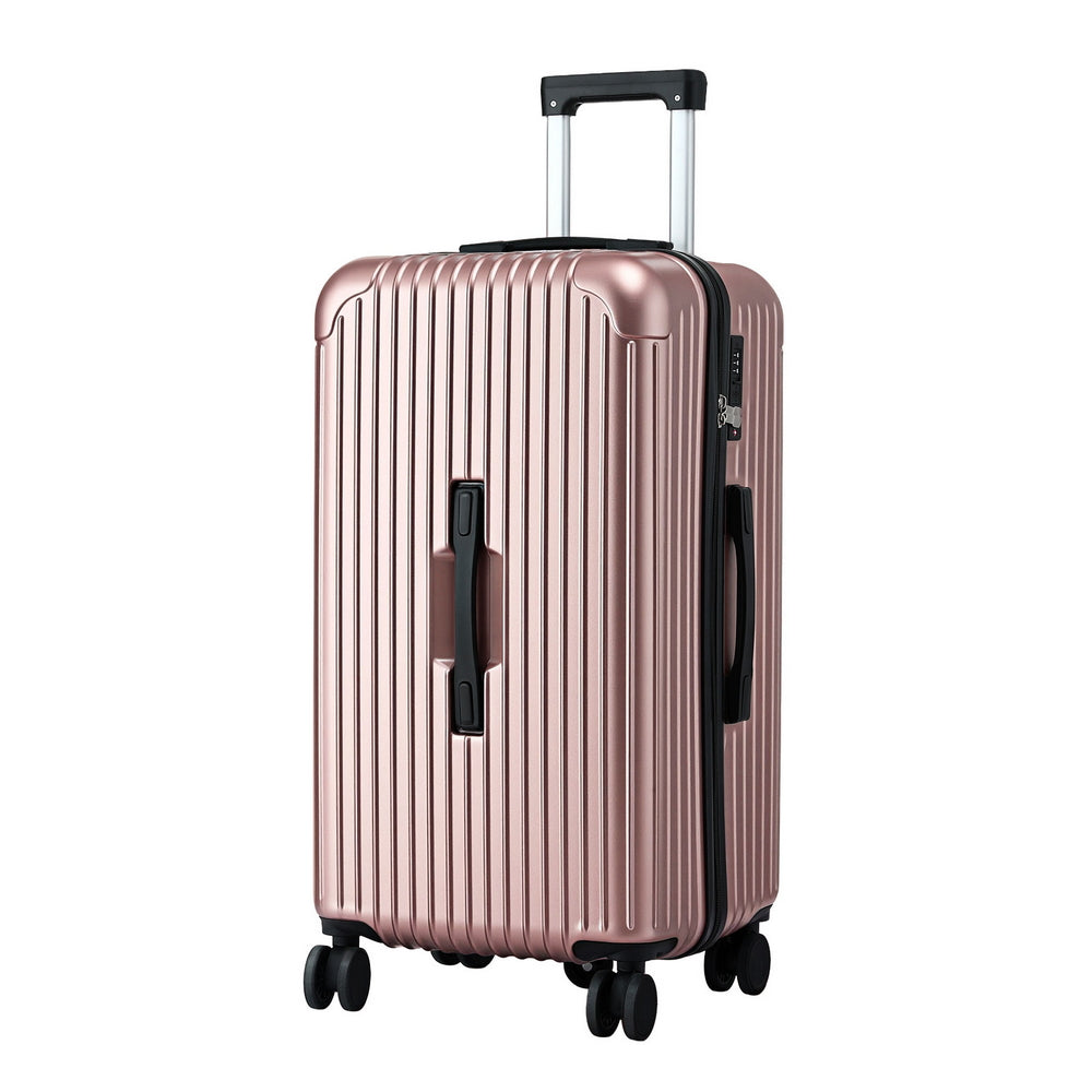 Wanderlite 28&quot; Trunk Luggage Suitcase Travel 5 Wheels Type-C Port TSA Rose Gold