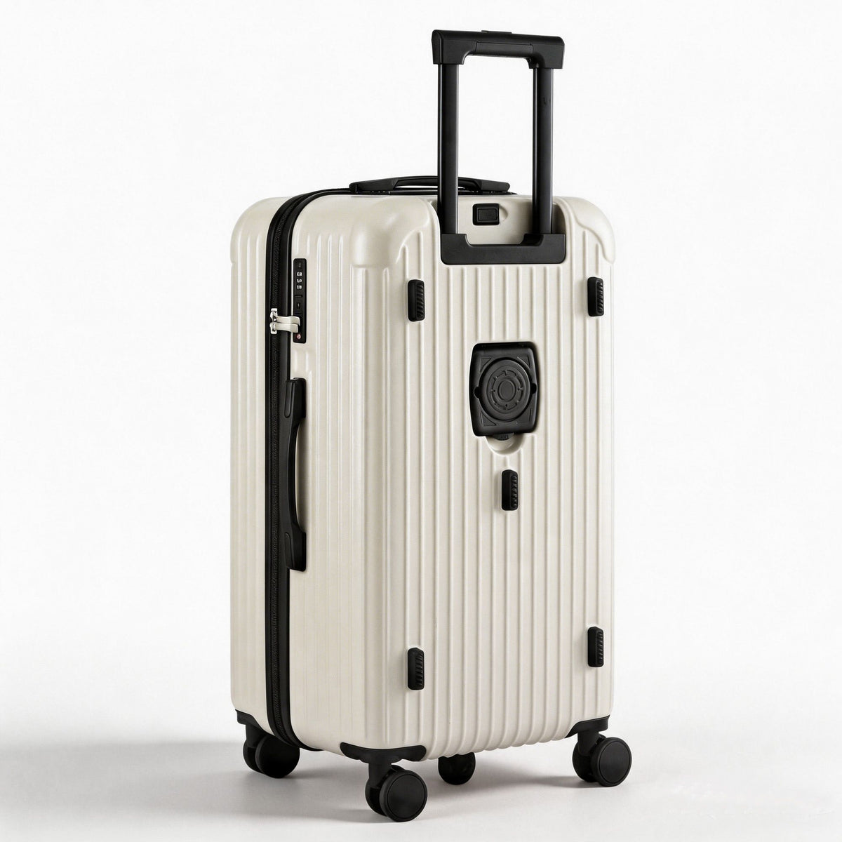 Wanderlite 28" Trunk Luggage Suitcase Travel 5 Wheels Type-C Port TSA Smoky White