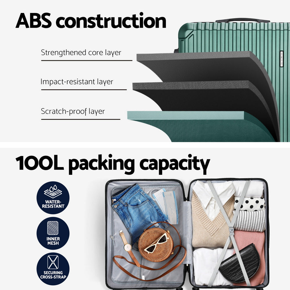 Wanderlite 28'' Luggage Travel Suitcase Set TSA Carry On Hard Case Green