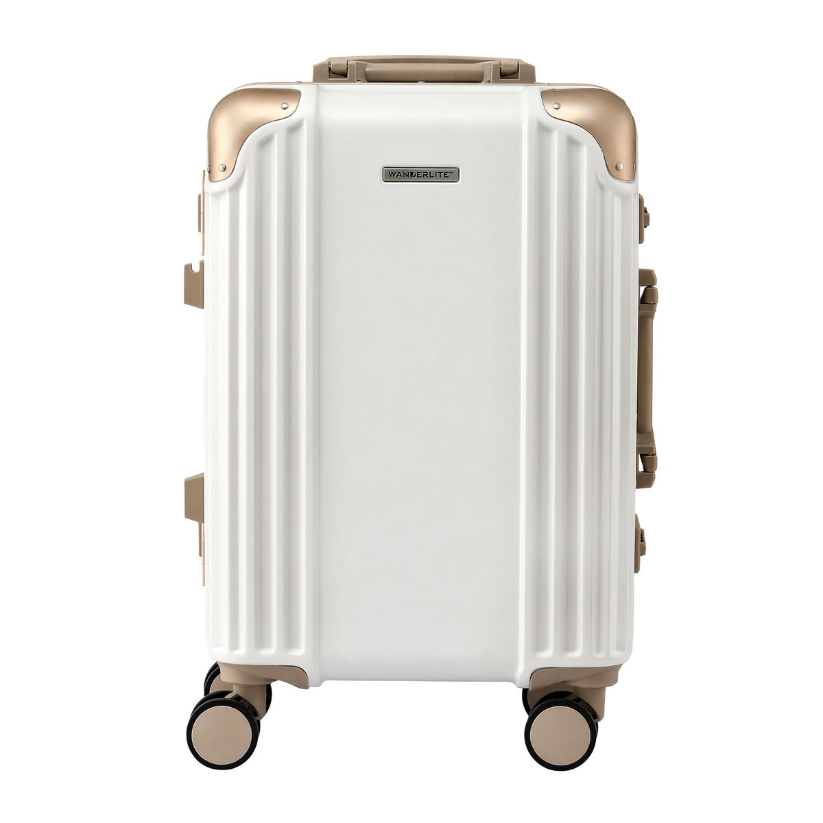 Wanderlite 20" Aluminium Frame Carry On Luggage Suitcase TSA Lock Spinner Wheels White Gold