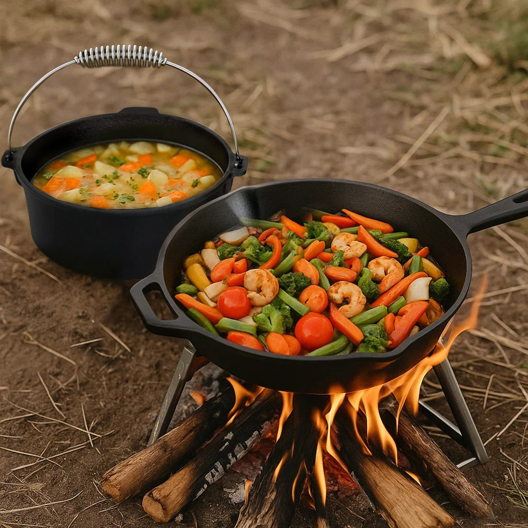 Toque 3PCS Cast Iron Frying Pan and Cast Iron Pot Set-1973194189634146310