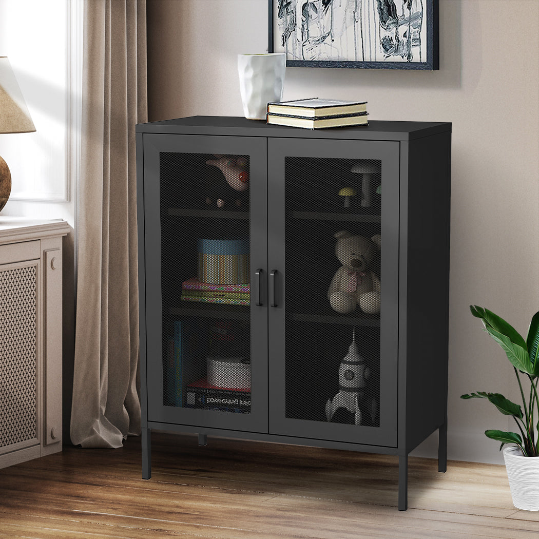 Levede Storage Cabinet Steel Kitchen Black-1954802986257616902