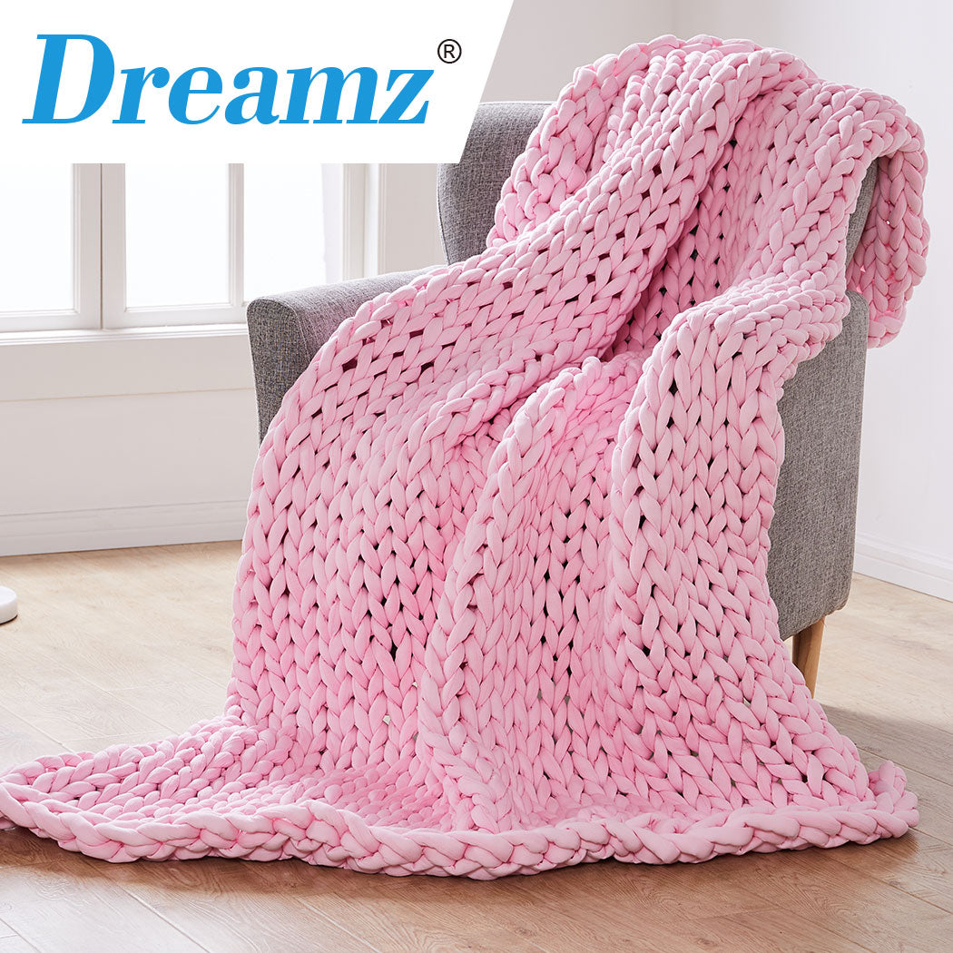 Dreamz Knitted Weighted Blanket Chunky Pink Double 7KG-1954802943588962310
