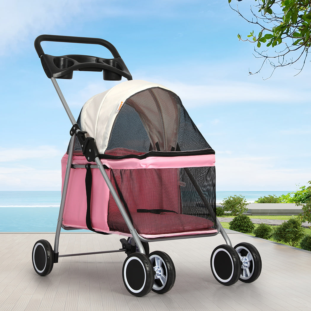 PaWz Pet Stroller Dog Cat Carrier Foldable Pink-1954802606933151750