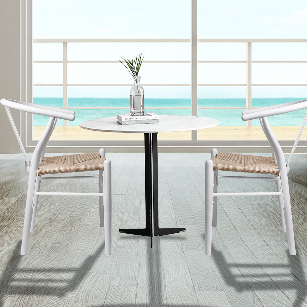 Levede 4x Dining Chairs Wooden Hans White-1973193557036634118