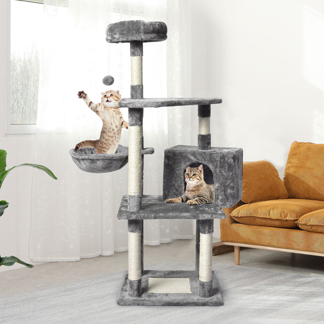 PaWz 130cm Cat Tree Toy Scratching Post Grey-1954802766522224646