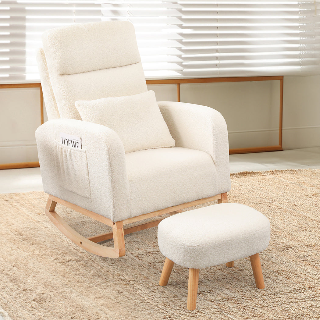 Levede Rocking Chair Ottoman Footrest With Side Pocket-1910112281014964231