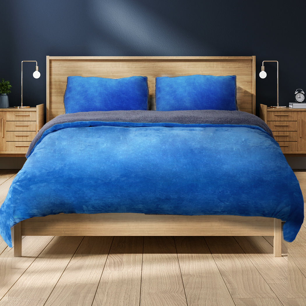 Two-sided Quilt Cover Flannel Bedding Navy Double-1910113191392841734