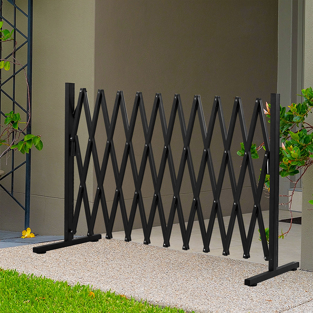 Garden Security Fence Gate Expandable Black-1954802909560573958