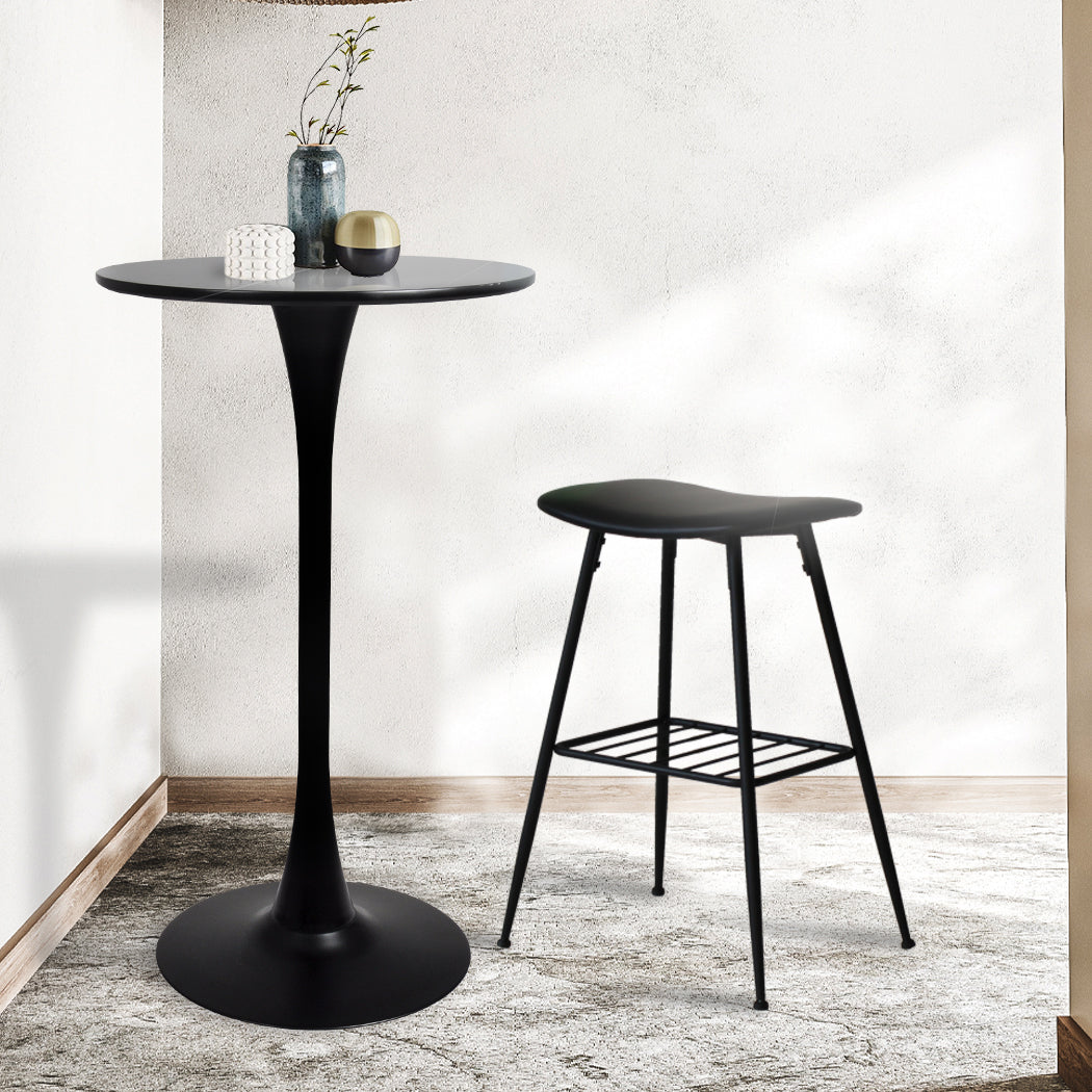 Levede 2x Round Bar Table Pub Tables Black-1954802994553950214