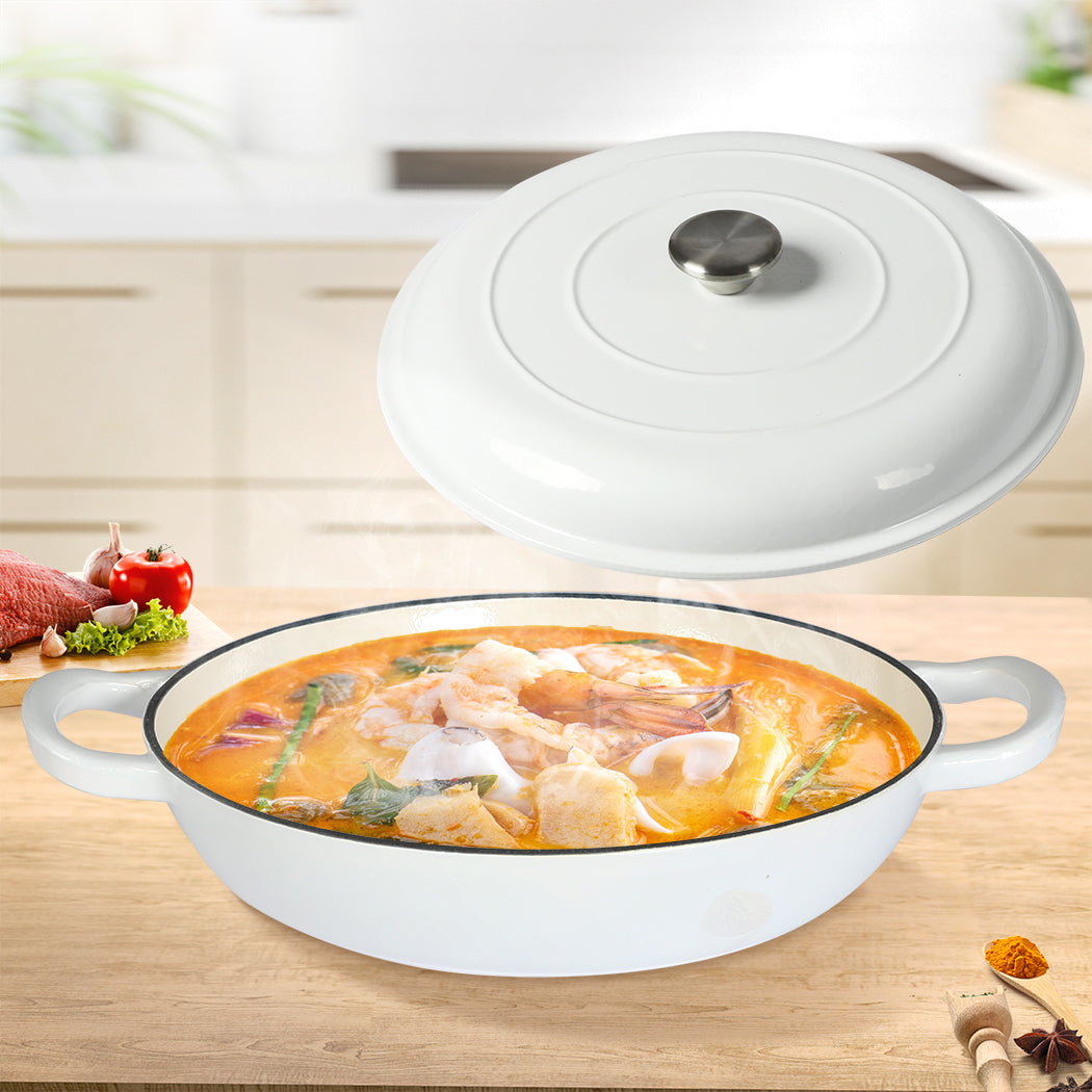 TOQUE 3.5L Enamel Dutch Oven Pan in White Colour-1910112821203570694