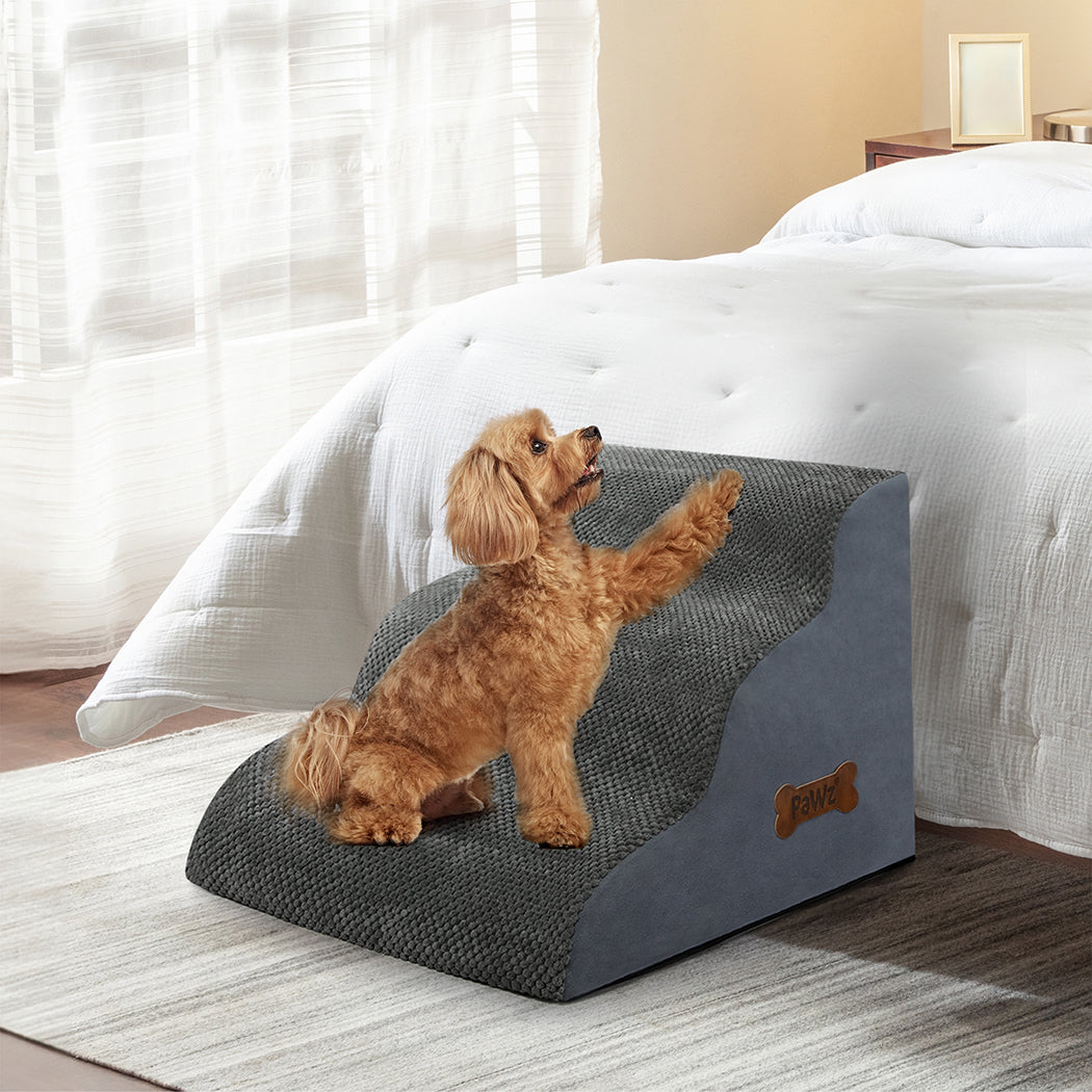 Pawz 3 Steps Pet Stairs Dog Ramp High Density Foam Grey-1954802479787020288