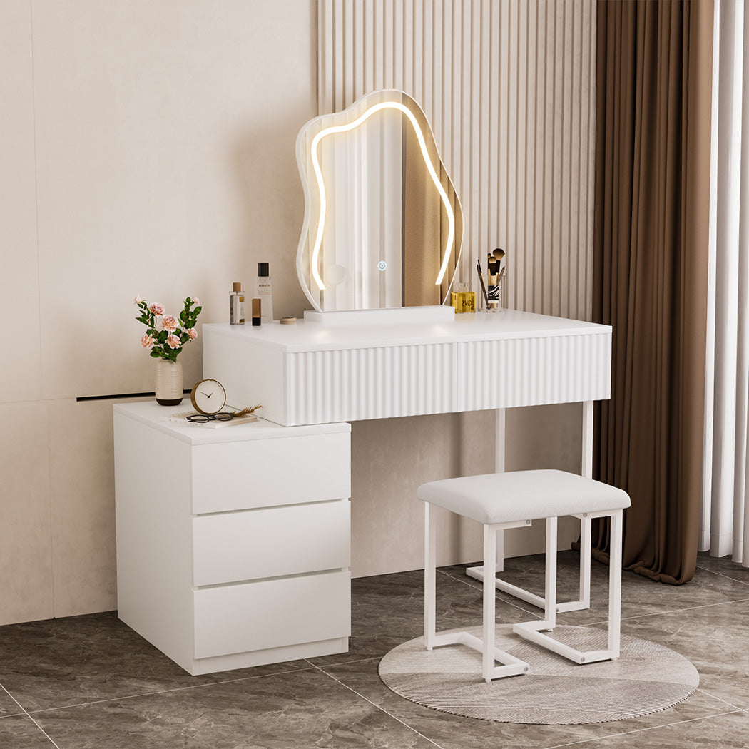 Levede Dressing Table Stool Set with Mirror Led-1917016716165124102