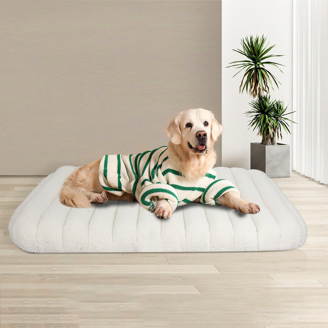 Pawz XL Size Orthopedic Dog Bed with Sherpa Plush Removable Cover in White-1954802483050188806