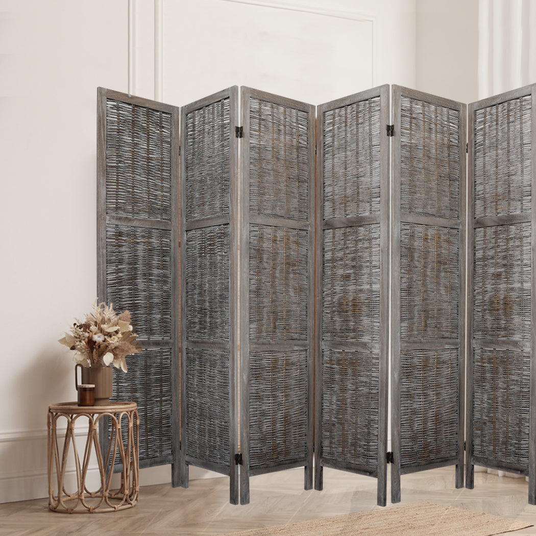 Levede 6 Panels Partition Room Divider Grey-1910112322001702918