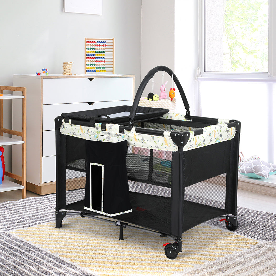 BoPeep Baby Cot Bed Crib Portable Bassinet Black-1954802774013251590