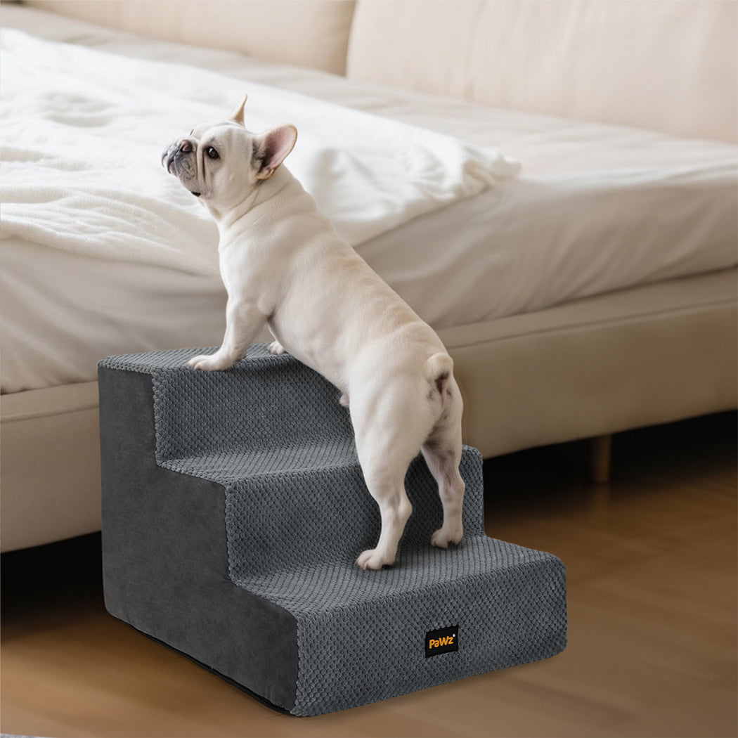 Pawz 3 Steps Pet Stairs Dog Ramp High Density Foam Grey-1973194194403069958