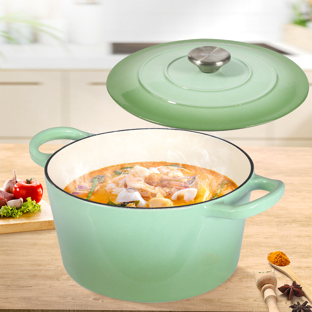 TOQUE 4L Enamel Dutch Oven Pot in Green Colour-1954802795852992518
