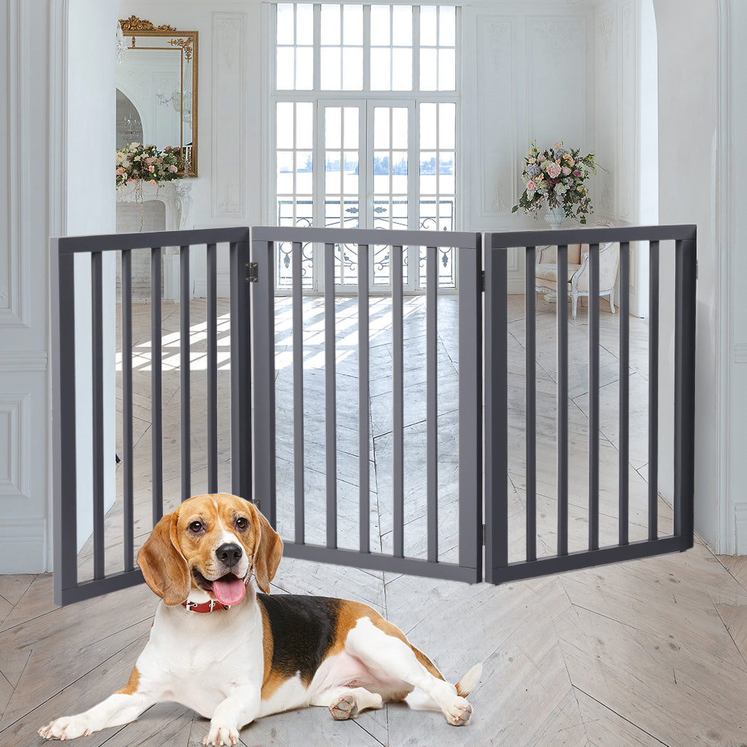 Wooden Pet Gate Dog Fence Retractable Grey 2000x 3MM-1910112967819661318