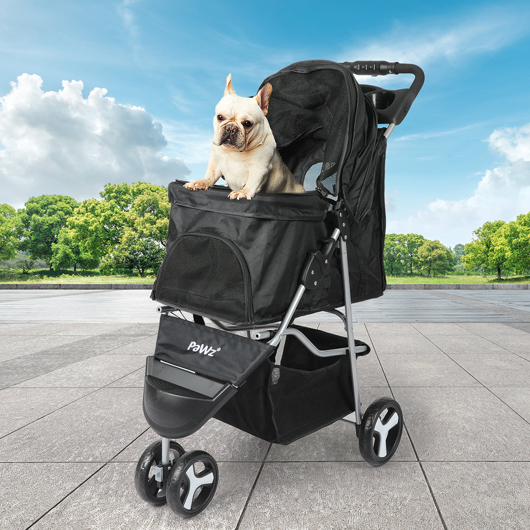 PaWz Large Pet Stroller Dog Cat Carrier Black-1954802605679054854