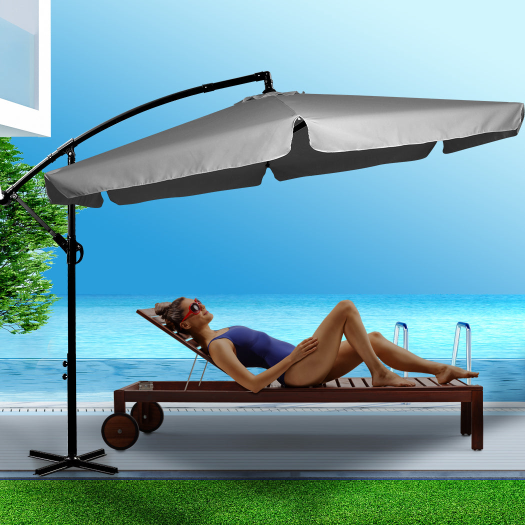 Mountview 3M Cantilever Umbrella Outdoor Grey Without Base-1954802877381873670