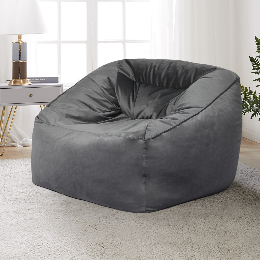 Marlow Bean Bag Chair Cover Soft Velvet Dark grey-1954802910319742982