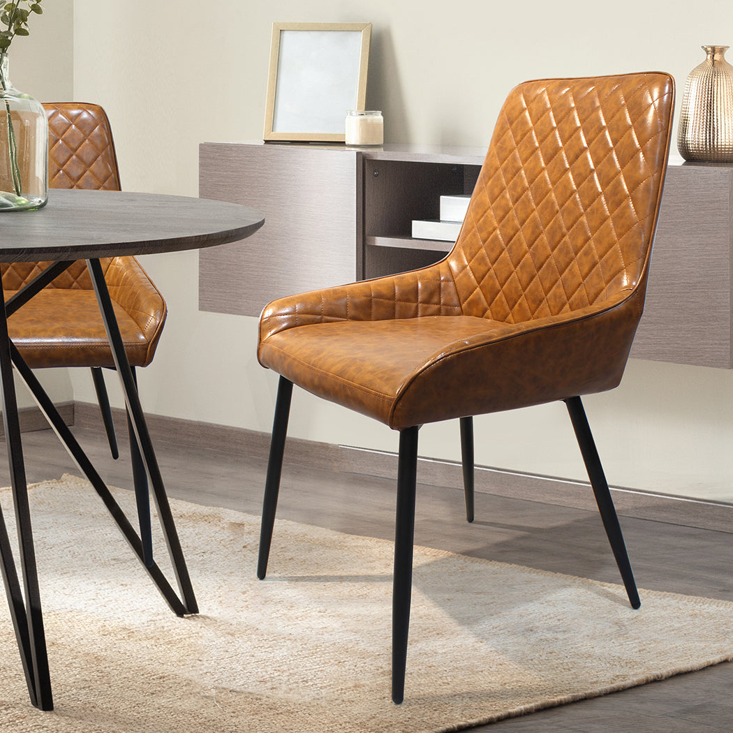 Dining Chairs x 8 Padded Seat PU Faux Leather-1973193569330139142