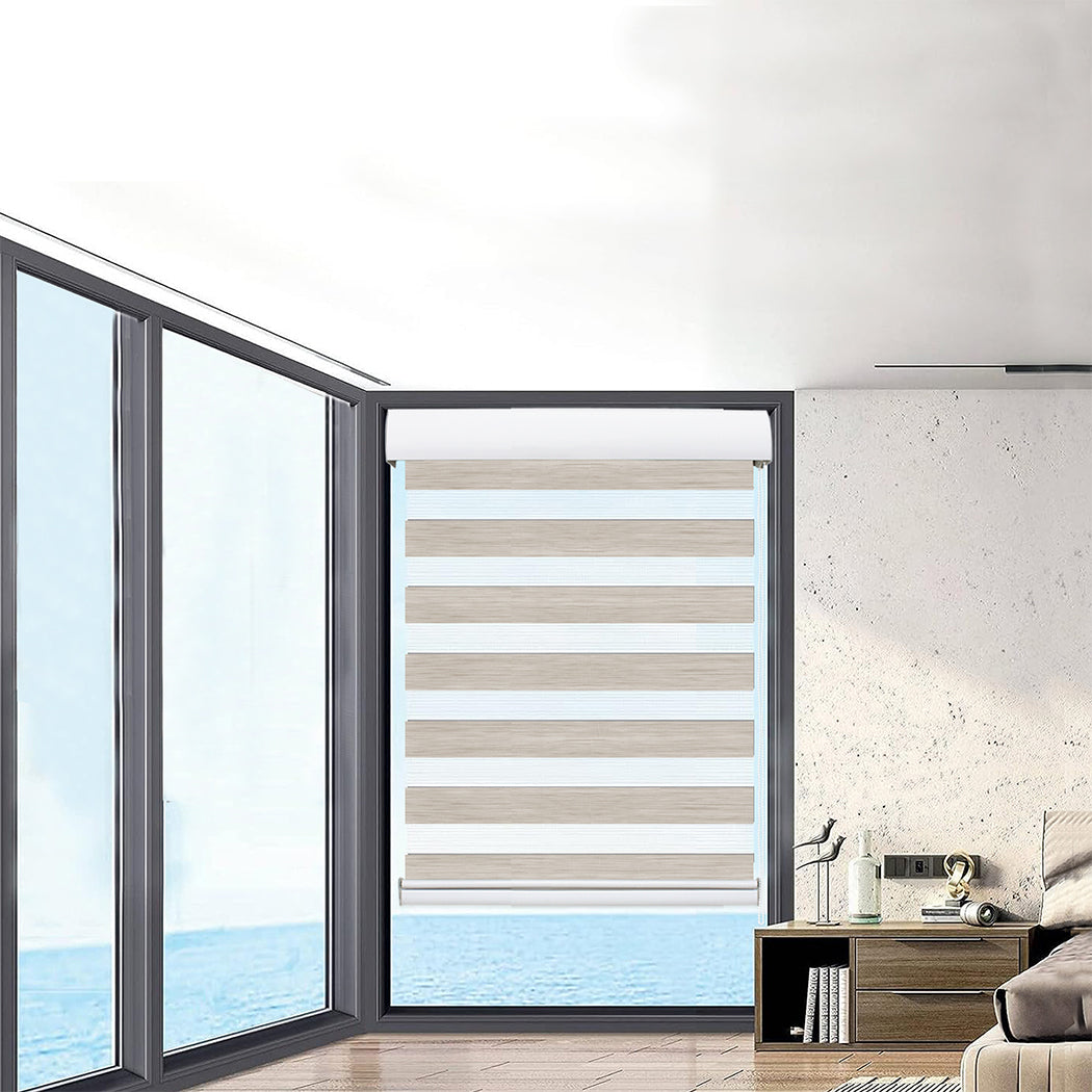 Marlow Blackout Zebra Roller Blind Curtains 60x210 Beige-1954802974706503686