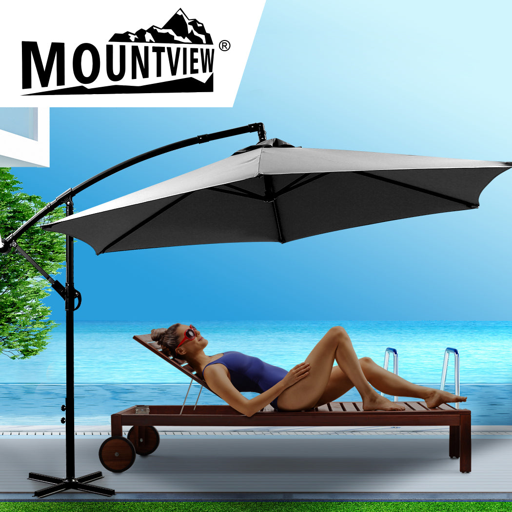 Mountview 3M Outdoor Umbrella Cantilever Grey Without Base-1954802871002337286