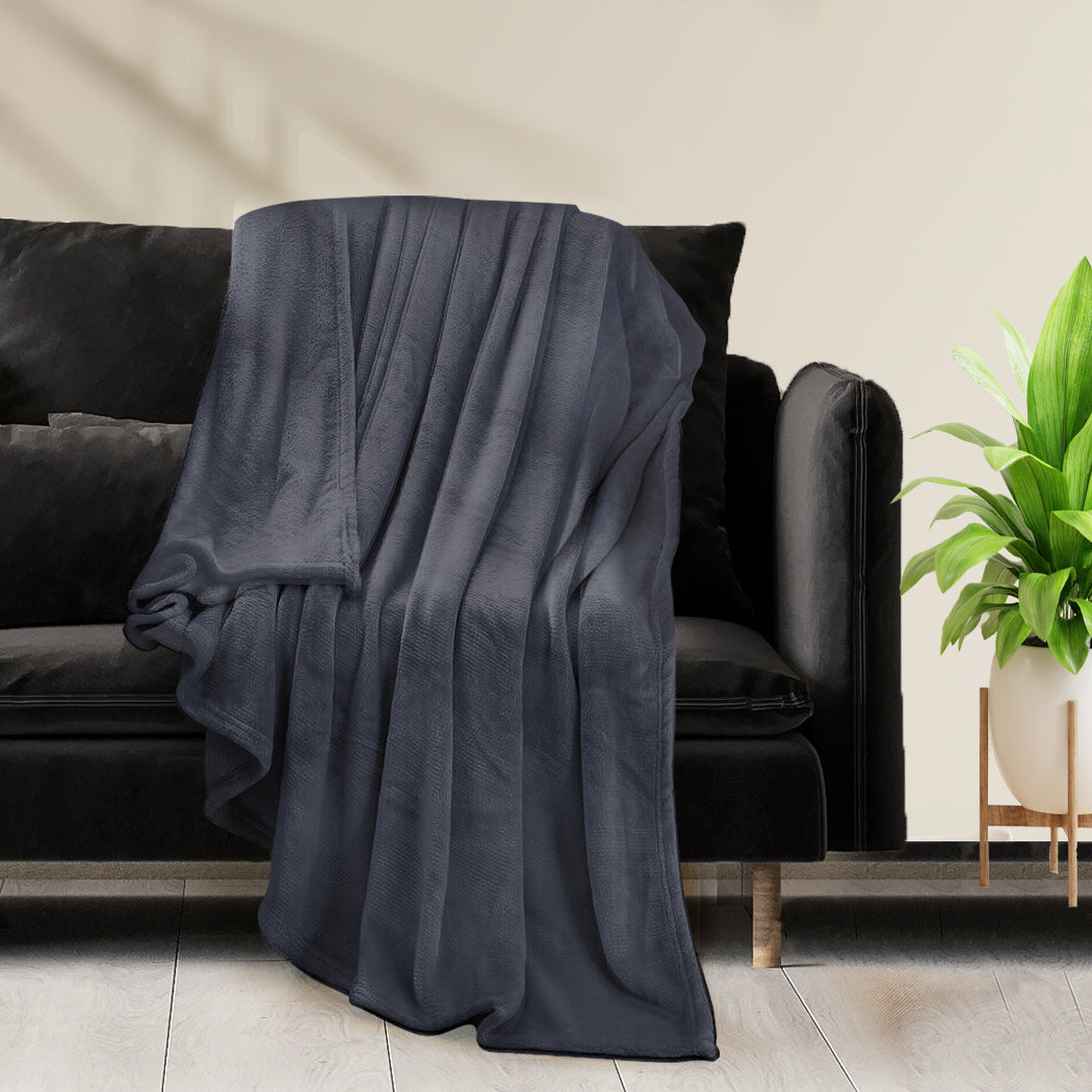 DreamZ 320GSM 220x160cm Ultra Soft Mink Dark Grey Single-1954802938522243078