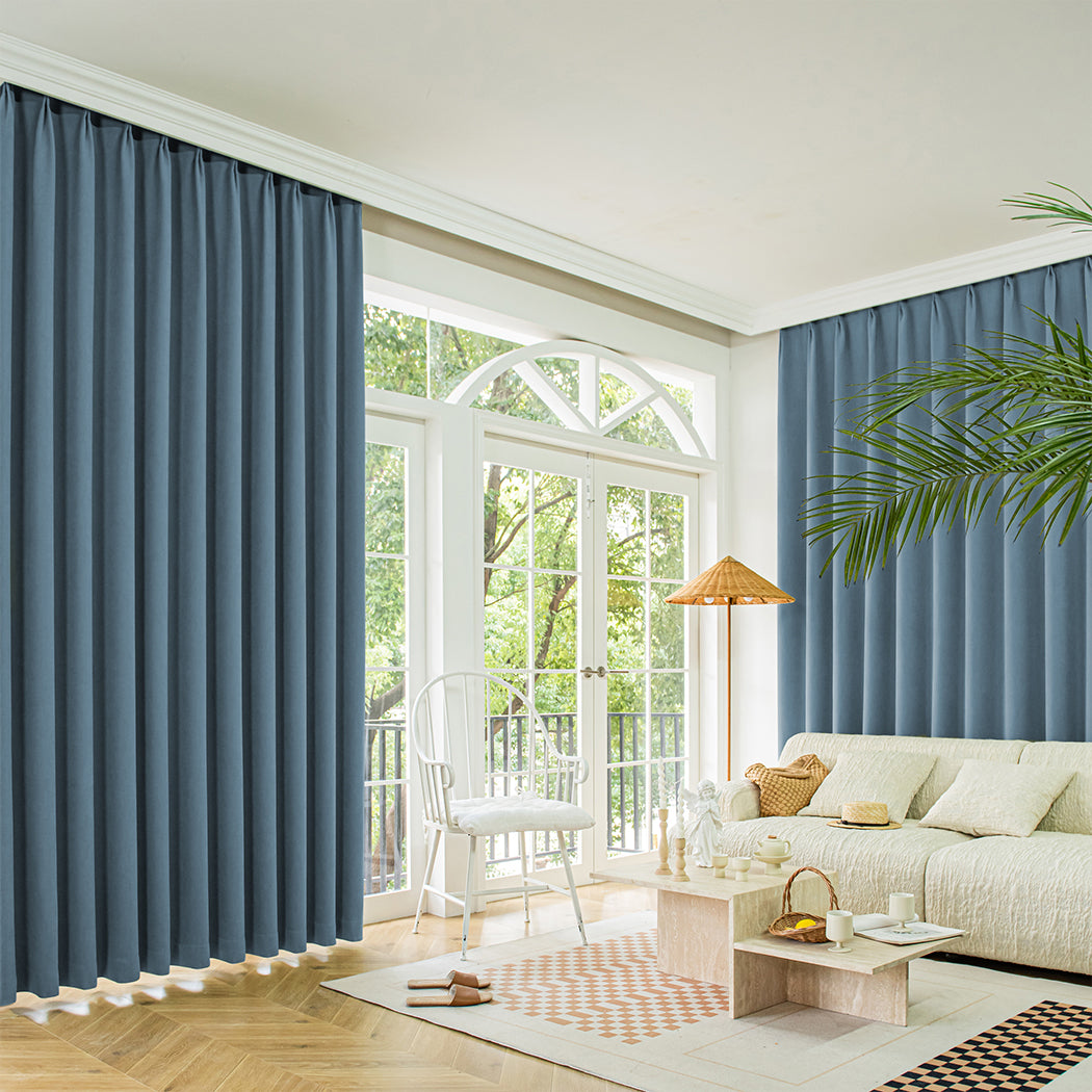 Marlow 2XBlockout Curtains Chenille 240x250 Blue-1954802976707186694