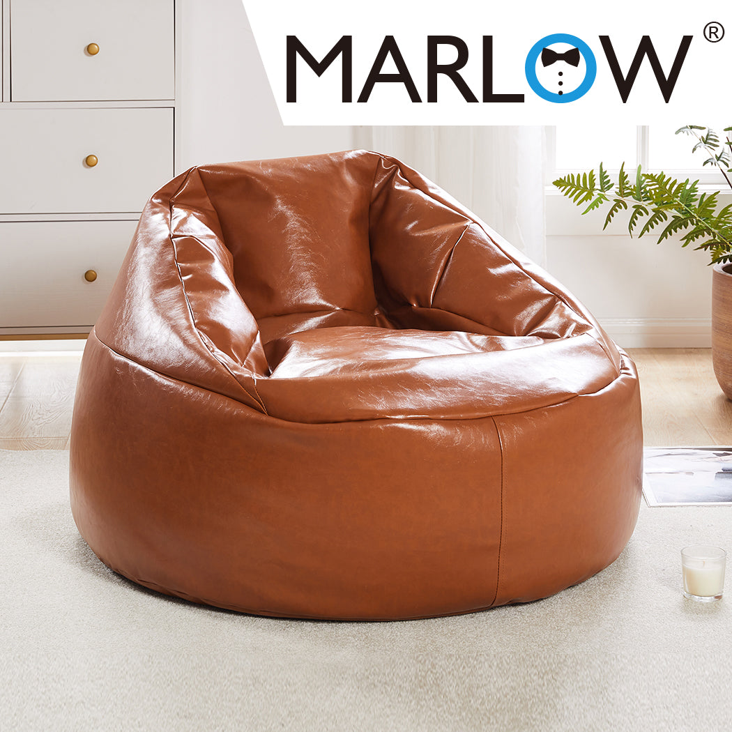 Marlow Bean Bag Chair Cover PU Couch Tan-1973194022012981254